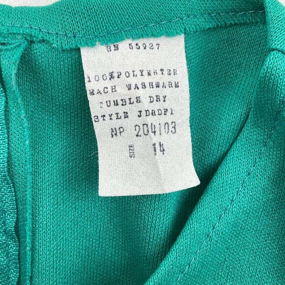 NPC Fashions Dress Jacket Set Women 14 Green Shift‎ Ruffle Career Retro 70s VTG - Picture 7 of 16